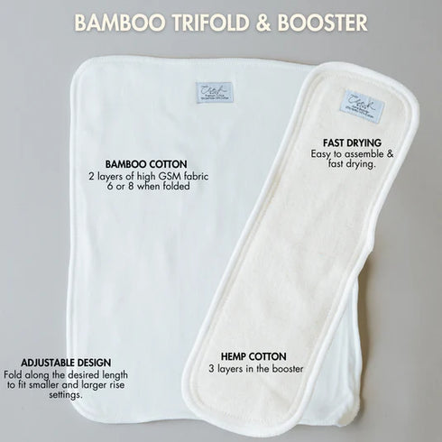 Cloth Bums Pixie + All in Two Pocket Nappy + TRIFOLD & BOOSTER SET